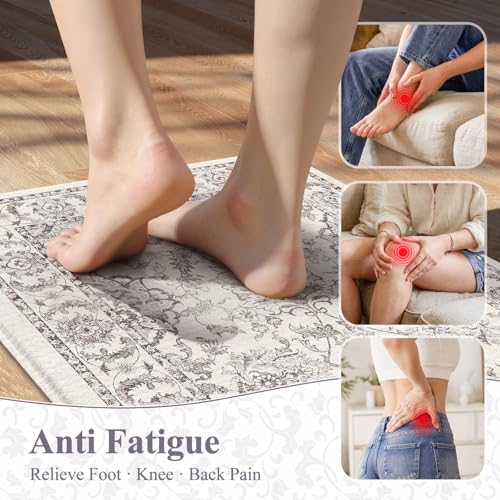 KIMODE Kitchen Mats for Floor Cushioned Anti Fatigue 2-Piece Comfort Mat - color: Grey/Purple, size: 17"x29.5"+17"x47"--0.47 inches