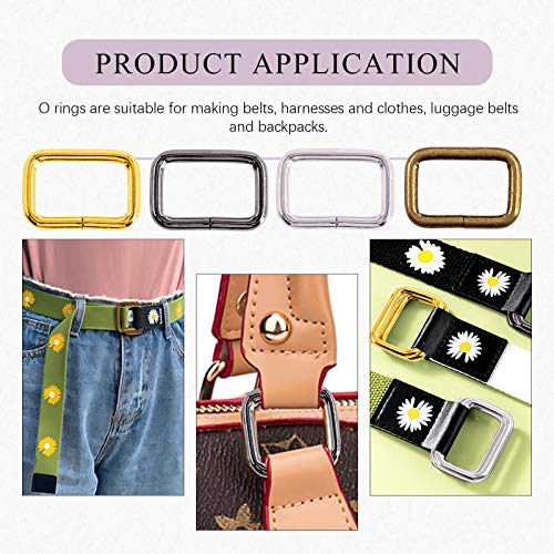Swpeet S1175 60Pcs Heavy Duty 1 Inch / 25mm Metal Rectangle Ring, Webbing Belts Buckle Metal Rings for for Belt Bags DIY Accessories Keychains Belts and Dog Leash - Sliver, Bronze, Gold, Gun-Black - style: Metal Rectangle Ring