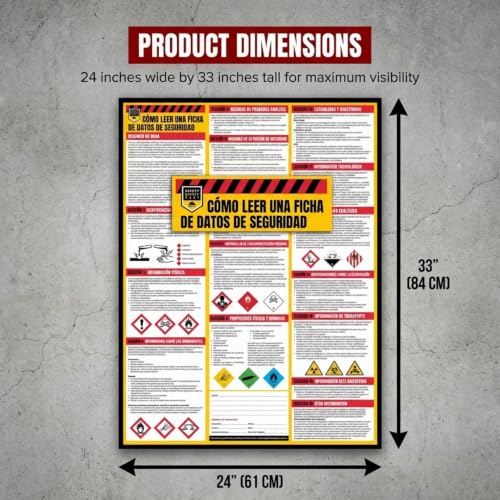 Performore Spanish SDS Safety Poster 24x33 Workplace Hazard Communication Sign UV Coated Paper OSHA Compliance Reference Wall Chart