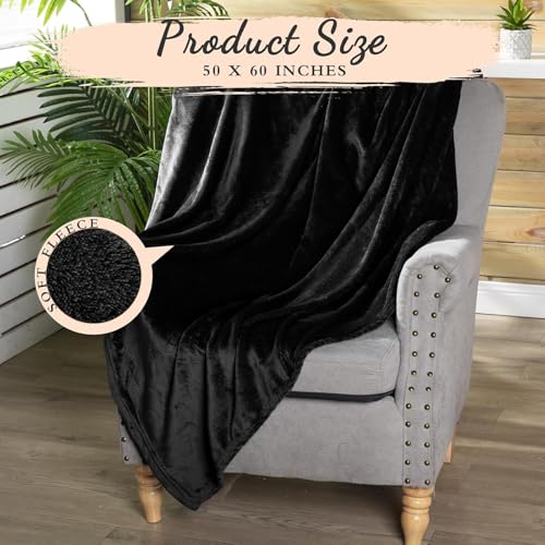 Tinideya Flannel Fleece Throw Blanket Bulk 50 x 60 Inch Soft Fleece Blanket Warm Throw Blankets Coral Blankets for Couch Sofa Home Wedding Gifts Season - color: Black