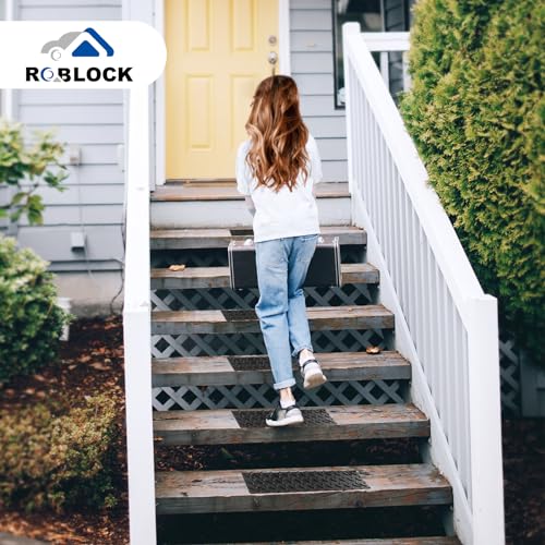ROBLOCK 5 PCS Rubber Stair Tread for Wooden Steps, Skid Resistant Stair and Outdoor Stair, 15.5" x 4" 5 Packs Non Slip Outdoor Stair Treads, Black