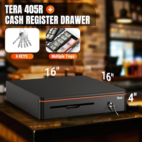 Tera Cash Register Drawer 16 inch: 5 Bill 8 Coin Media Slot for POS, 405R - size: 16" - 5 Bill 8 Coin