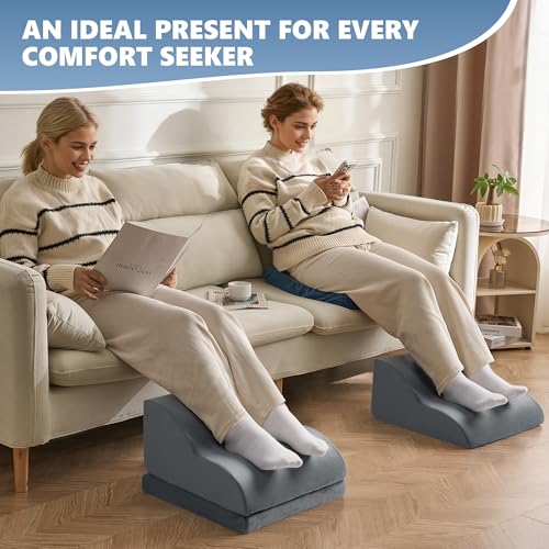 Foot Rest Under Desk for Office, Ergonomic Adjustable Footrest with Washable Cover, Soft Desk Foot Stool for Home Office, Work, Gaming, Long Sitting, Gray - color: Gray