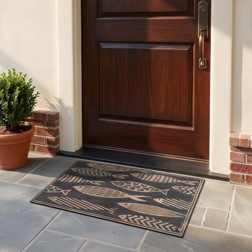 A1HC Rubber Welcome Doormat Non-Slip Front Door Mat 18"x30", Nautical Fish - color: Nautical Fish