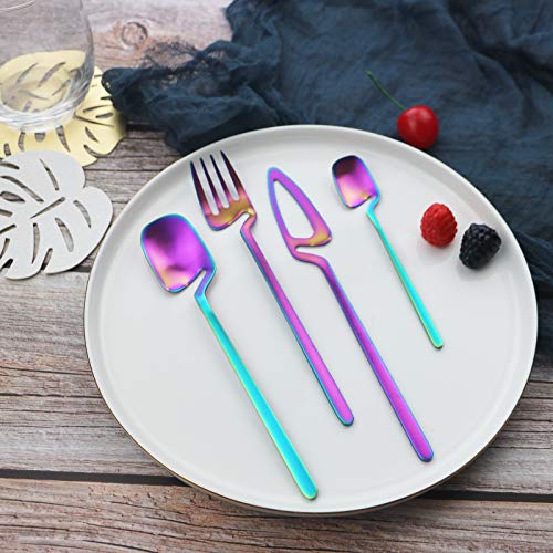JASHII Honey Jam Spoon, Stainless Steel Mini Coffee Spoon, Teaspoon, 6-piece (Matte Rainbow) - color: Rainbow coffee spoon 6pcs, size: service 6