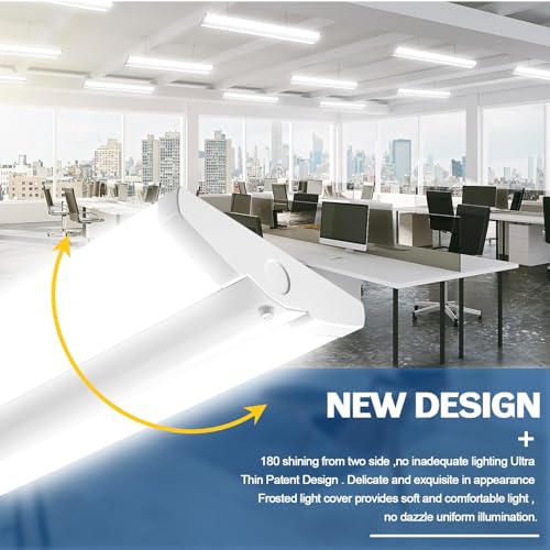 ANTLUX Ultra Slim 4FT LED Wraparound Light, 50W 4 Foot Shop Lights for Garage, No Glare, 5600LM, 5000K, Compact Flush Mount Ceiling Fixtures for Kitchen Workshop, Fluorescent Tube Replacement, 6 Pack - color: 5000K