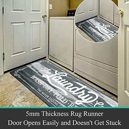 Pauwer Laundry Room Rug Runner 20"x60", Non Slip Waterproof Mat, Light Grey - color: Light Grey, size: 20"x60"