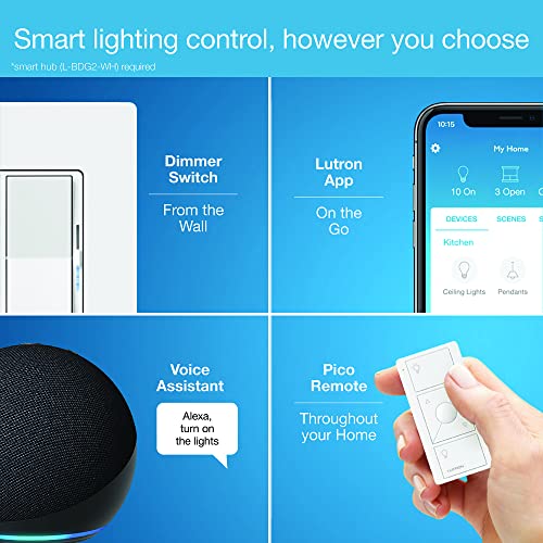 Lutron Caseta Diva Smart Dimmer Switch (Smart Hub Required), No Neutral Req - color: Light Almond, size: 1 Pack, style: Diva Smart Dimmer