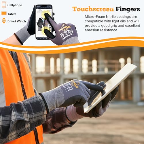 TitanFlex Work Gloves, MicroFoam Nitrile Coated, Seamless Knit Nylon - color: 3 Pairs, size: Large