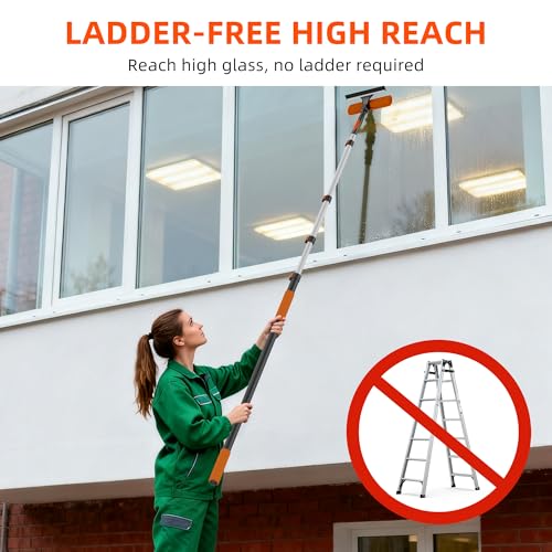 30FT Reach Window Washing Kit, Squeegee with Extension Pole - size: 5-24FT
