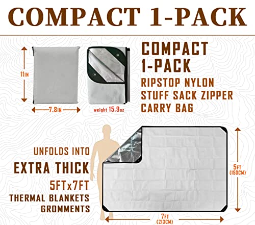 Heavy Duty Survival Blanket -Multifunctional Reflective Tarp Thermal Blanket - 60" x 83" Waterproof Sandproof for Camping Hiking Outdoors Multifunctional Emergency Blanket… - color: White