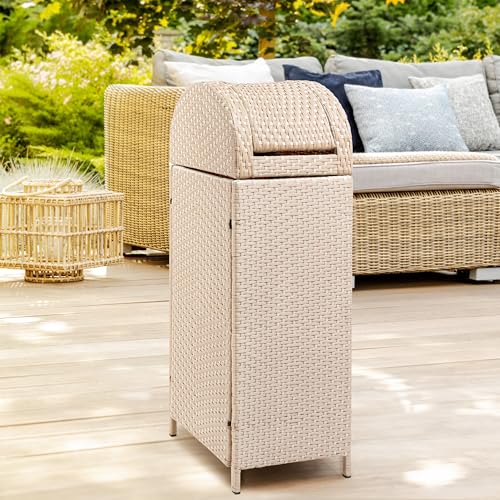 happimess Darla 24 Gal Outdoor Trash Can Swing Top, Light Pink/White - color: Light Pink/White, size: 24 Gallons