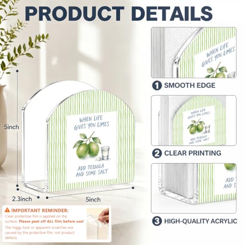 Lime Tequila Quote Print Acrylic Napkin Holder for Cocktail Bar Table Decor - color: Limes
