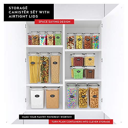 DWËLLZA KITCHEN Flour Sugar Storage Containers Set of 4; 3.6L Plastic Airtight Food Storage Containers with Lids for Kitchen Pantry Organization and Storage - Dry Food Containers, Labels & Marker - color: 01 - 3.6L (Set of 4)