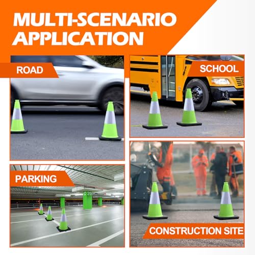 8-Pack 18" Green Cones - Reflective for Road/Construction - color: Green, size: 18inch