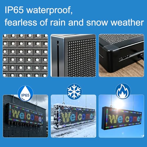 P10(26" * 7") Scrolling Led Sign Programmable Outdoor Digital Signs For Business Electronic Message Board Wifi Control Display Screen Panel Custom Full Color Neon Advertising Word Light - color: Full Color, size: P10 (26 x 7 inches)