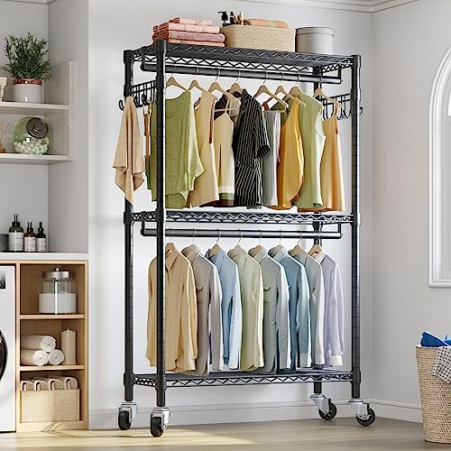 VIPEK R2 Clothes Rack for Hanging Clothes Rolling Clothing Rack Heavy Duty - color: Black, size: R2