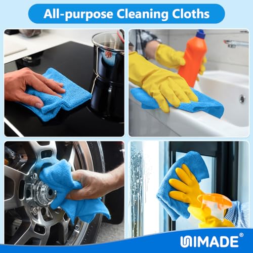 UNIMADE Microfiber Cleaning Cloth, 20 Pack Reusable Microfiber Towels - color: Blue, size: 20 Pack
