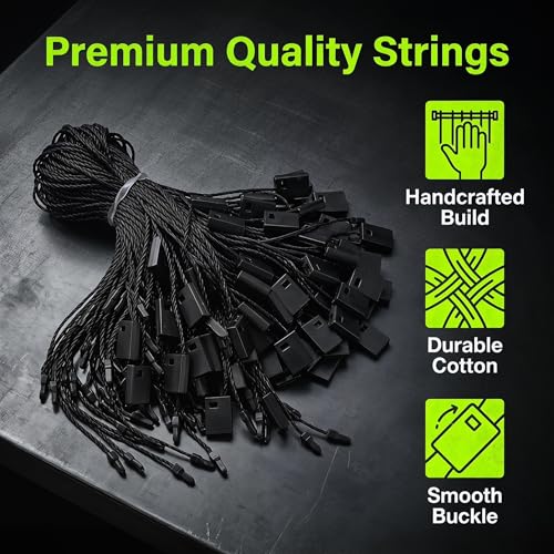 7 Inch 1000PCS Hang Tag String for Clothes Gift Bags Price Tags Shoes - color: Black