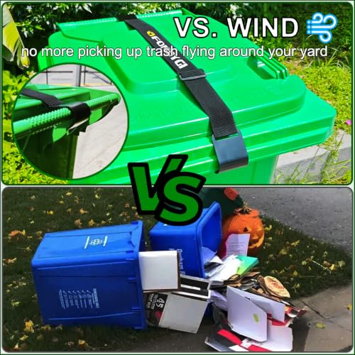 1PC Metal & Rubber Double-Claw Trash Can Bin Lid Lock Straps for Animals, Outdoor Raccoon Garbage Can Bin Lid Locks Bungee Cord for 28-96 Gallons, Black Hooks - Patented Pending - color: BLACK double-hook, size: 1 PC