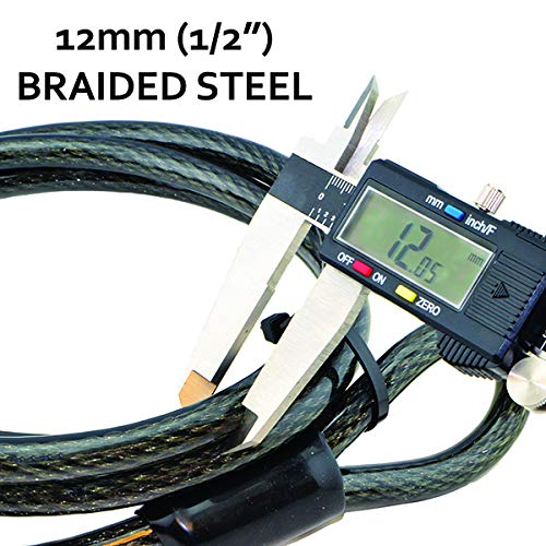 Lumintrail 12mm (1/2 inch) Heavy-Duty Security Cable, Vinyl Coated Braided Steel with Sealed Looped Ends (4', 7', 10', 15', 20', 25' or 30') (25-FT) - size: 25-FT