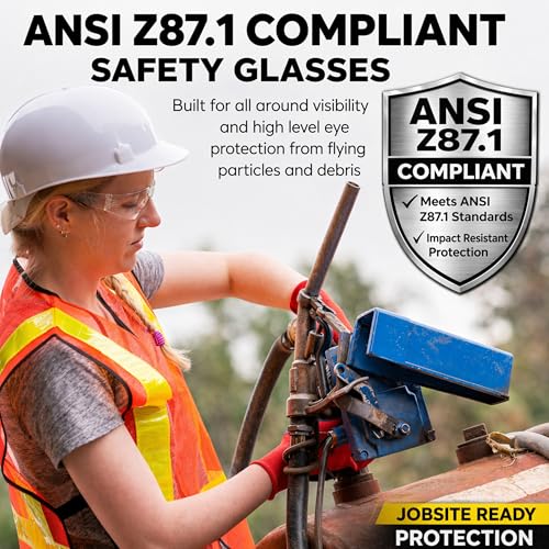BISON LIFE Clear Safety Glasses for Men & Women, ANSI Z87.1 Certified,12Pk - color: Clear/Clear