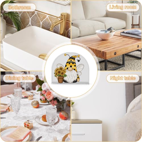 Bee Gnome Napkin Holder Acrylic Tissue Dispenser - color: Bee Gnome with Sunflower