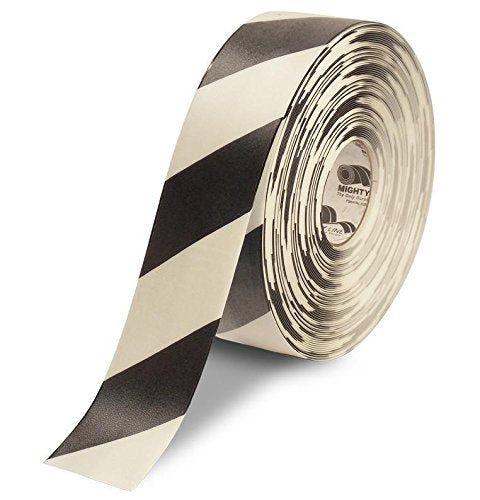 Mighty Line Diagonal Chevron Floor Marking Tape, 3 in White and Black - size: 3 inch, style: White With Black Chevrons