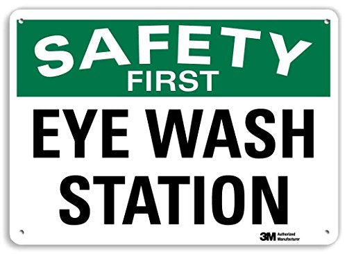 SmartSign “Safety First - Eye Wash Station” Sign | 7" x 10" 3M Reflective Aluminum - color: 7" x 10" 3M Reflective Aluminum