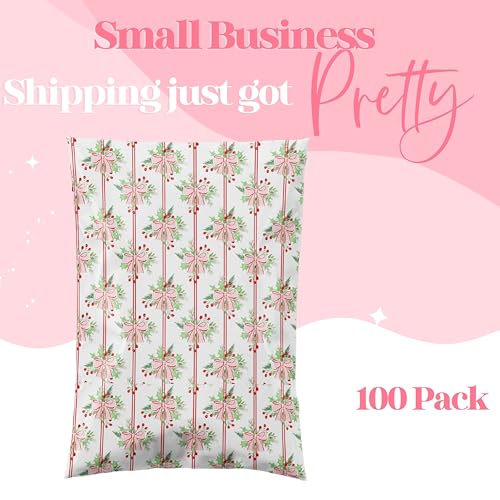 Pretty Package Store Poly Mailers 14.5x19, Christmas Bows, 100 Pack - color: Christmas Bows, size: 14.5x19