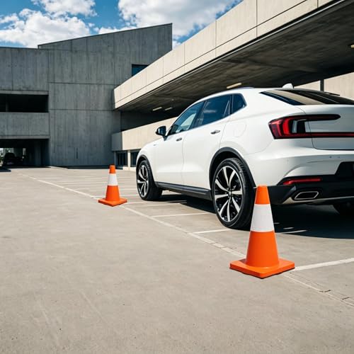 20 Pack 18" Construction Parking Cones, High Toughness Traffic Cones with Reflective Collars, PVC Parking Cones, Hazard Construction Cones for Commercial Parking Lot Management, Driveway Road Parking