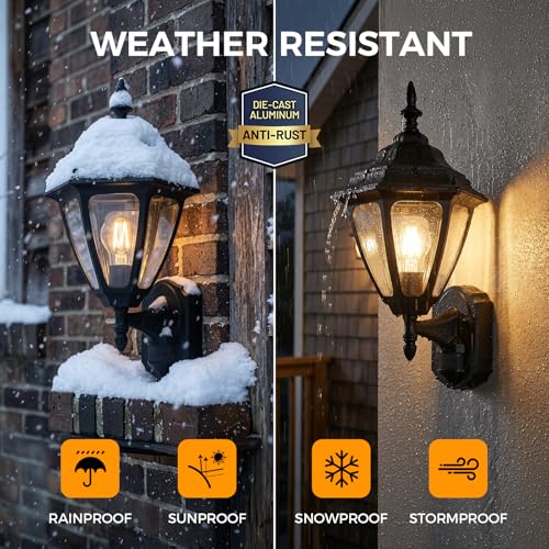 18.5"Large Outdoor Motion Sensor Porch Light Dusk to Dawn Wall Sconce Light - color: Black, size: Large - 1 Pack