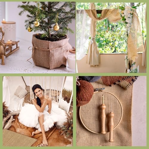 Buryeah 1 Pack 60 Inch X 150 ft Burlap Fabrics Roll Natural Jute Garden - size: 60 Inch X 150 ft