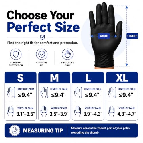 Black Nitrile Disposable Gloves, Food Grade, 5 Mil, XLarge 1000 Count - color: Black(1000pcs), size: X-Large