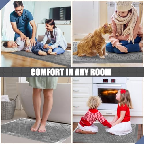 Cushioned Anti-Fatigue Mats, Heavy Duty Kitchen Rugs, 1/2 Inch Thick, Ergonomic Comfort Foam, Gray - color: Stylish Grey