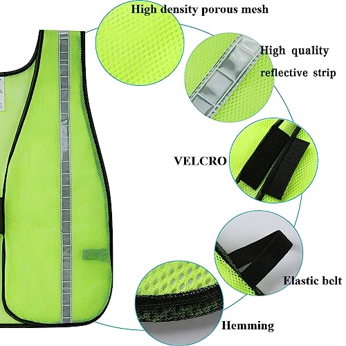 SIFE 10 Pack High Visibility Reflective Safety Vest,Made from Breathable and Neon Yellow Mesh Fabric,light weight for Man and Woman(Yellow-White, 10 pack) - color: Yellow-white