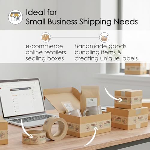 COACO Custom Packaging Tape for Small Business Shipping | Personalized Logo & Design, Water Activated, Reinforced Gummed Kraft Paper Base, Strong, Eco-Friendly Seal for Branded Boxes, Kraft (50') - color: Kraft, size: 50'