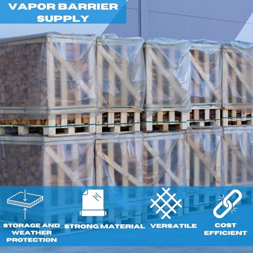 2 Mil Clear Pallet Covers - 48" x 106" x 36" - Heavy Duty Construction Grade Strength - Polyethylene Pallet Bags - Outdoor Protection, Storage (25 Pack)