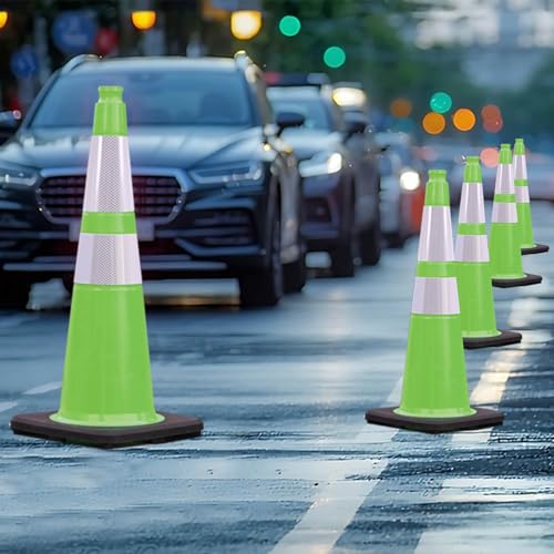 8-Pack 28" Green Cones - Reflective for Road/Construction - color: Green, size: 28inch
