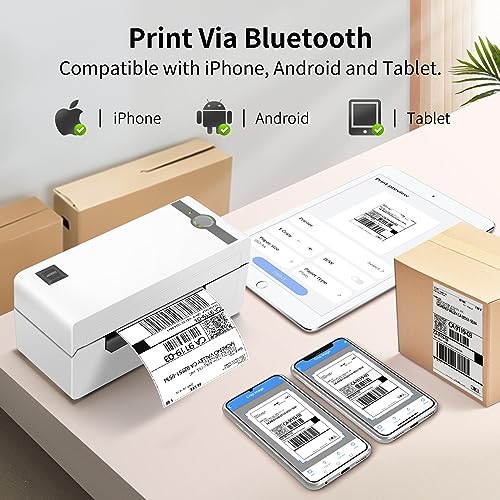 JADENS Bluetooth Thermal Label Printer, 4x6 Wireless Label Printer for Shipping Packages, Support Android, iOS, Mac OS, and Windows, Widely Used for Amazon, Ebay, Shopify, Etsy, USPS - color: White