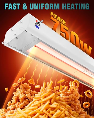 WantJoin Food Heat Lamp - 35 Inch Commercial Food Warmer Lamp Strip, 750W 86-176°F/30-80°C Electric Aluminum Hanging & Freestanding Dual-Use Heat Lamps for Kitchen Catering Restaurant Buffet, Silver