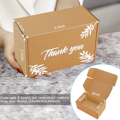 Shipping Boxes Inner Measurement 6x4x3 inches Brown Small Mailing Boxes 40 Pack Cardboard Corrugated Box Mailers (6X4X3) - size: 6X4X3