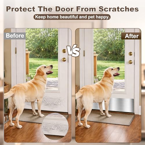 2 PCS 8" x 16" Brushed Door Kick Plate, Self-Adhesive, Rounded Corners - color: Brushed Silver, size: 8"x16"