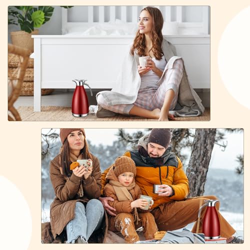Uiifan 2 Pcs 68oz Thermal Coffee Carafe for Keeping Hot/Cold - color: Red