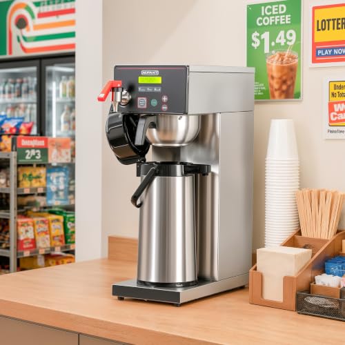 NUPANT Commercial Airpot Coffee Brewer 14 Cup Auto-Fill Dirp Coffee Maker Machine with 74oz 24H Thermal Carafe, Stainless Steel, Hot Water Dispenser,Temp./Cup Control LCD Screen for Restaurant Office - size: Auto-Filling/Digital LCD Control