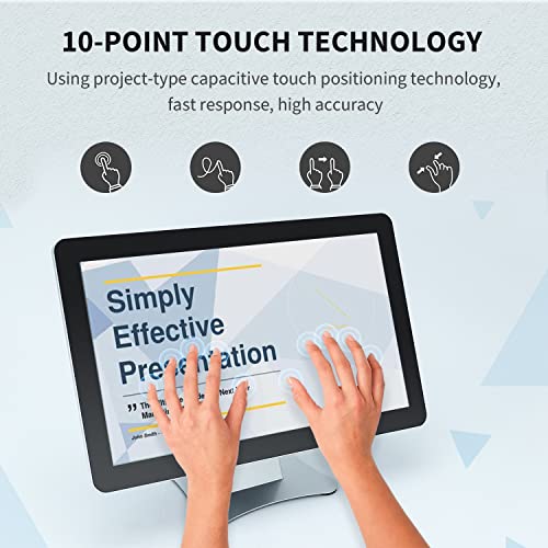 17.3 inch Capacitive Multi-Touch Screen Industrial Monitor, 16:9 Display 1920 x 1080P, Built-in Speakers, VGA & HD-MI Monitor for PC, POS, Small Business, Restaurant, Bar - size: 17.3-inch