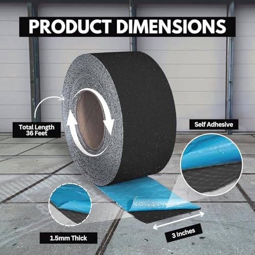 ifloortape DuraMark Reflective Pavement Marking Tape RPT-750 – Slip Resistant, Outdoor Heavy Duty Safety Tape, Rubber Base – Black, 3 Inch x 36 Ft - color: Black, size: 3 Inch x 36 Ft