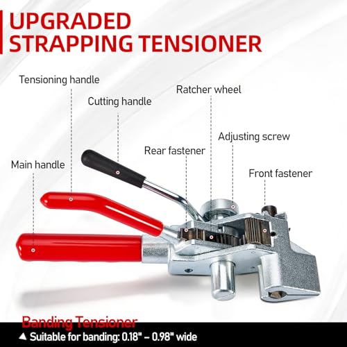Banding Strapping Kit with Tensioner Tool - 3/4" x 200FT 304 Stainless Steel Binding Straps with Plastic Case &100 Metal Buckles, Metal Banding Tool for Bundling, Pallets & Pipes