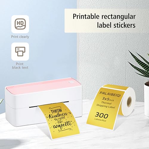 3x5 Inch Thermal Labels,Rectangle Sticker,300PCS Water & Oil Proof Shipping Labels with Strong Adhesive,Compatible with Zebra & Rollo,for Moving Boxes,Small Business & Inventory,Gold - color: Gold