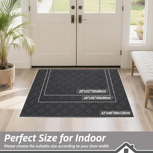 BEQHAUSE Dirt Trapper Door Mat 20" x 32" Non-Slip Washable, Dark Grey - color: Dark Grey, size: 20" X 32" (Rectangular)
